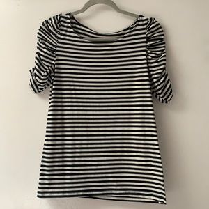 Striped, ruffle sleeve top